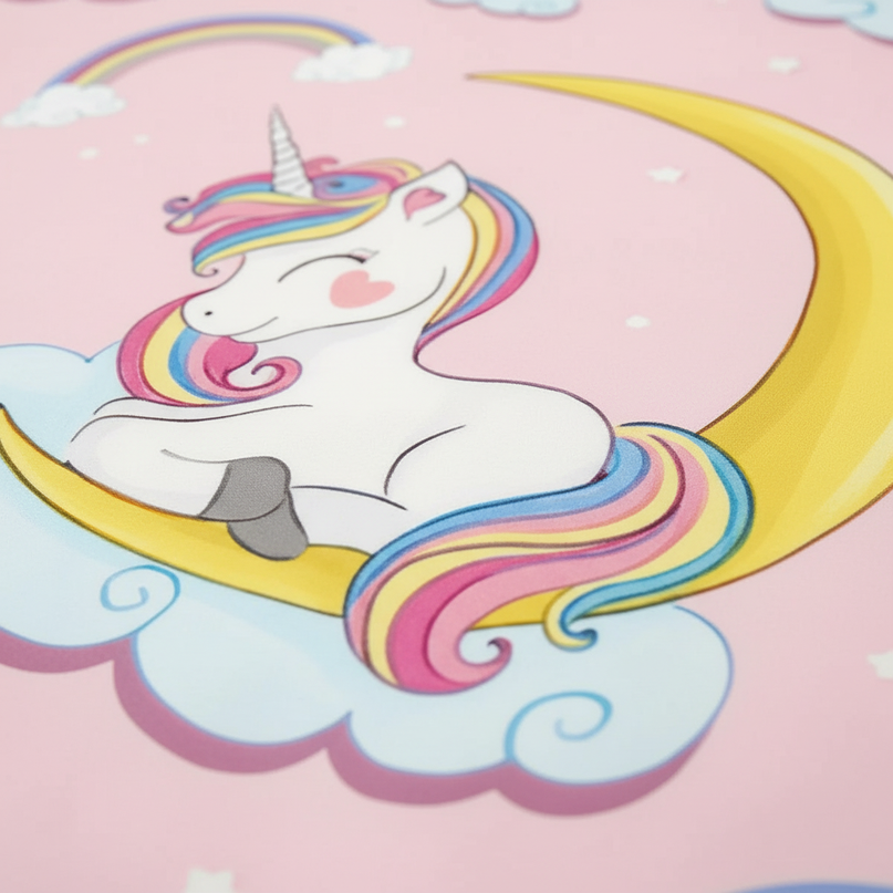 pink crescent allover unicorn bedding - detail