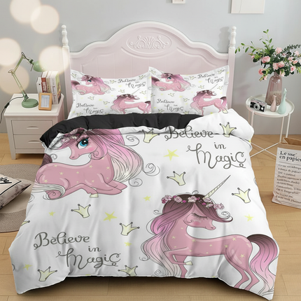 pink crown magic unicorn bedding - lifestyle
