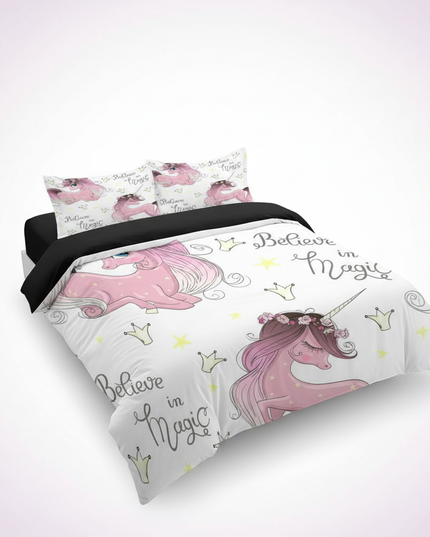 pink crown magic unicorn bedding - white-bg