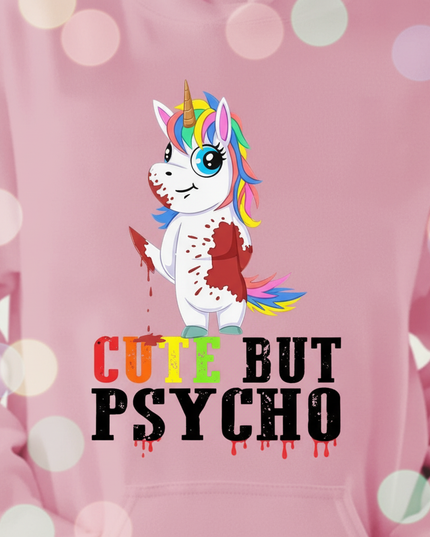 pink cute but psycho hoodie - detail