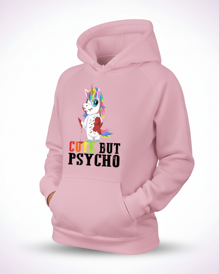 pink cute but psycho hoodie - white-bg
