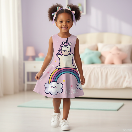 pink dabbing unicorn dress - front