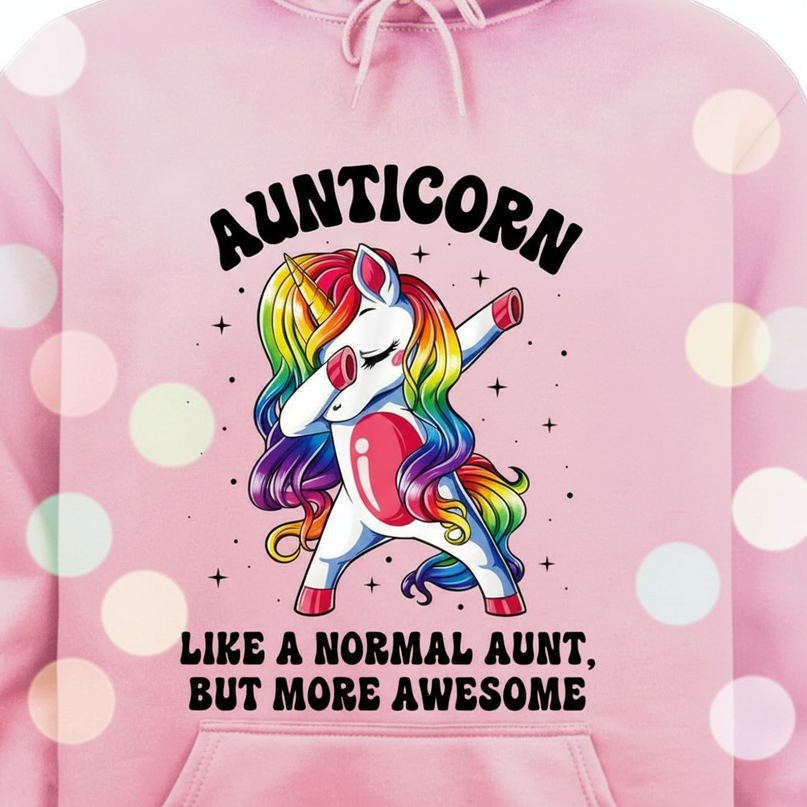 pink dabbing unicorn hoodie - detail