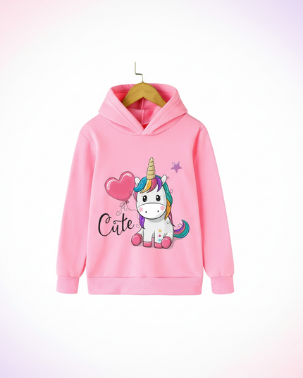 pink dabbing unicorn hoodie kids - white-bg