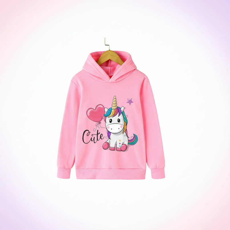 pink dabbing unicorn hoodie kids - white-bg