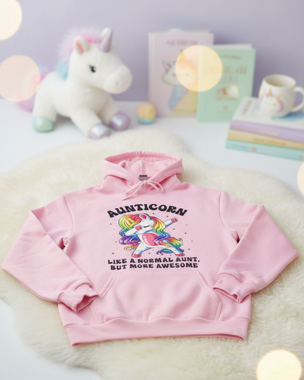 pink dabbing unicorn hoodie - lifestyle