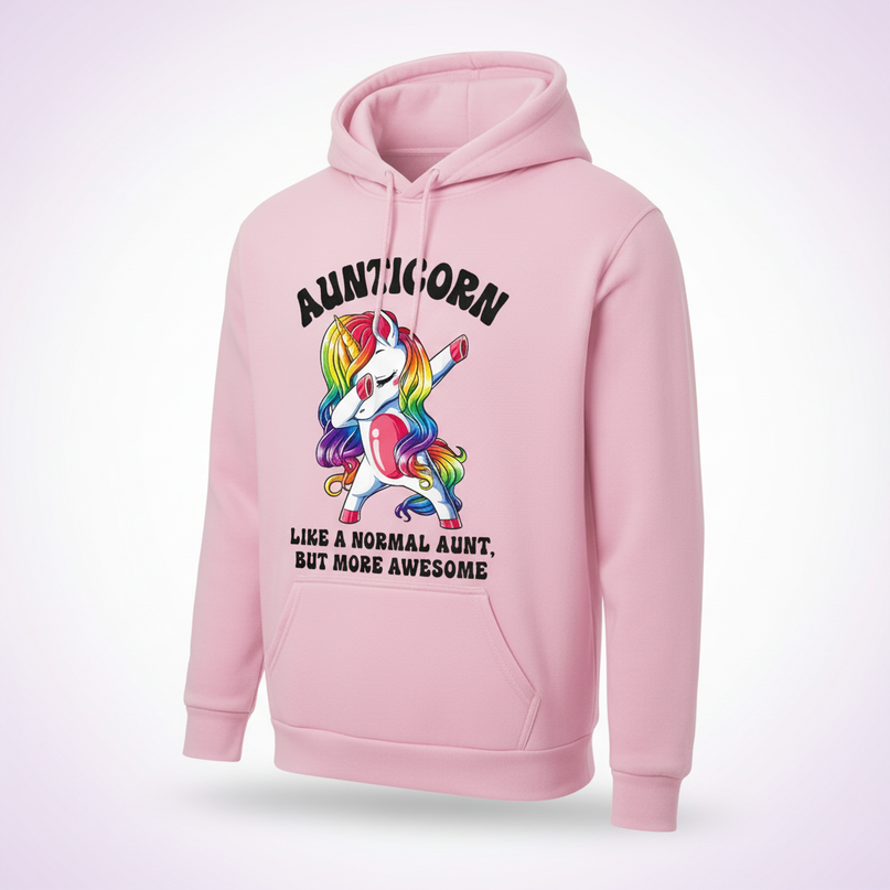 pink dabbing unicorn hoodie - white-bg