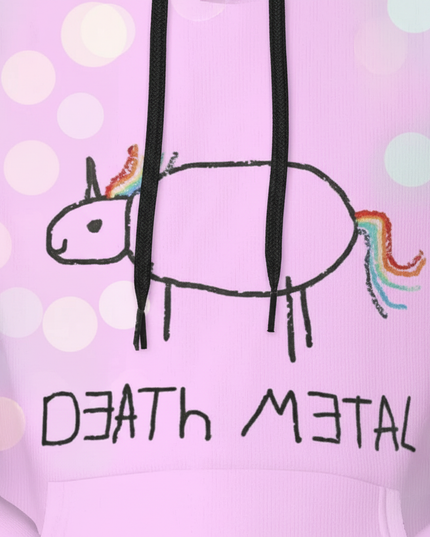 pink death metal unicorn hoodie - detail