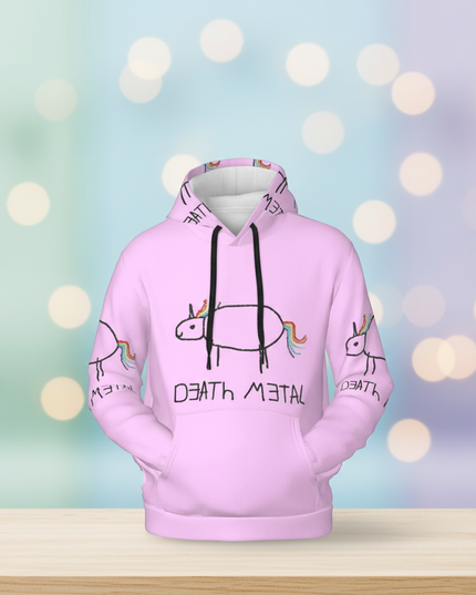 pink death metal unicorn hoodie - lifestyle