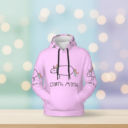 pink death metal unicorn hoodie - lifestyle