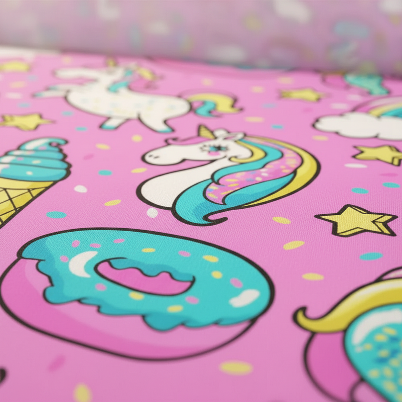 pink donut unicorn bedding - detail