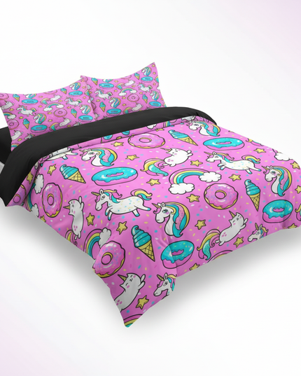 pink donut unicorn bedding - white-bg