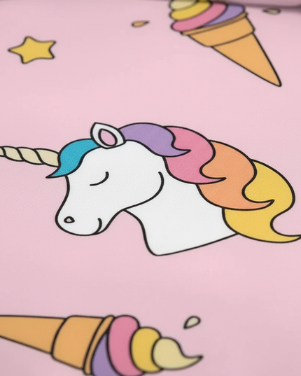 pink doodle ice cream unicorn bedding - detail