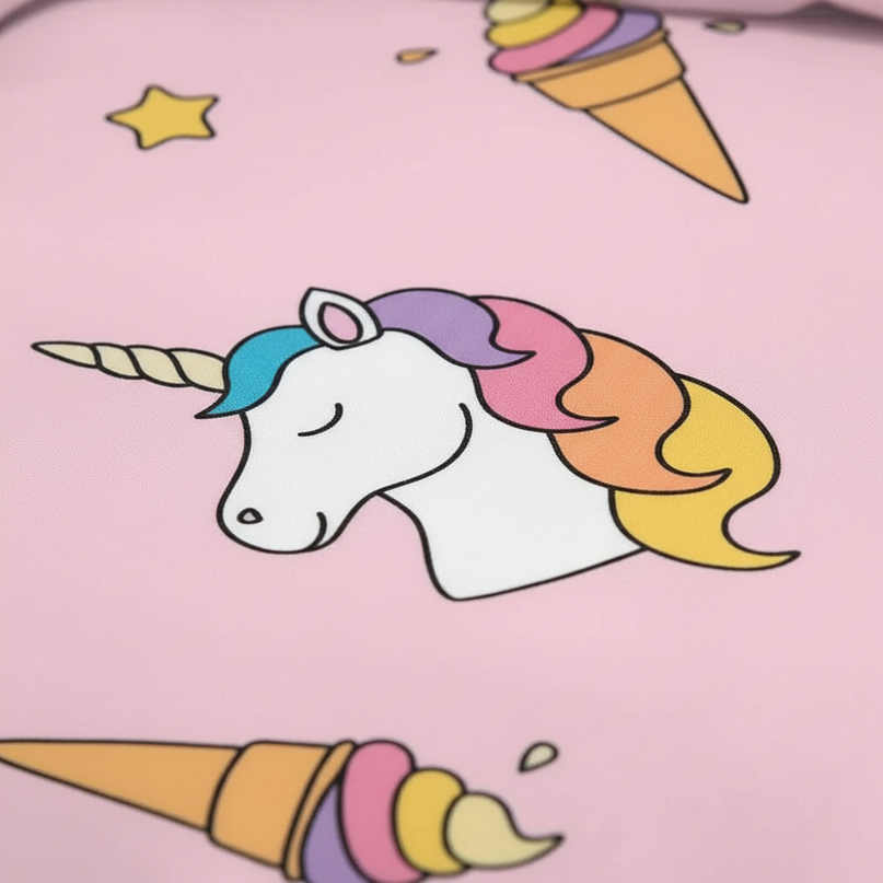 pink doodle ice cream unicorn bedding - detail