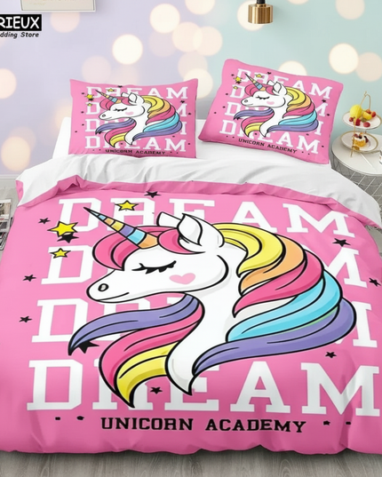 pink dream academy unicorn bedding - lifestyle