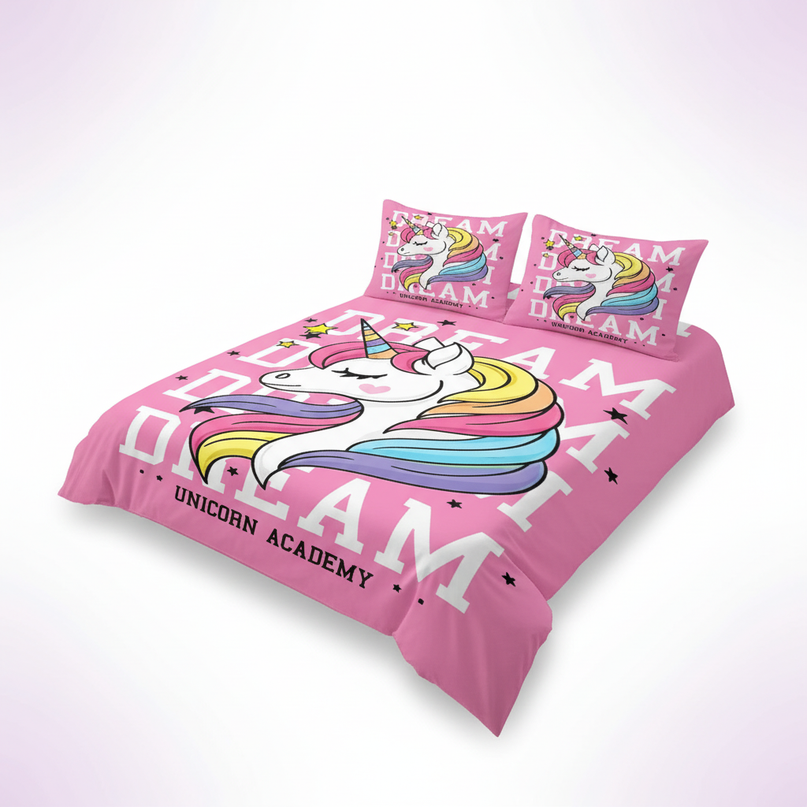 pink dream academy unicorn bedding - white-bg