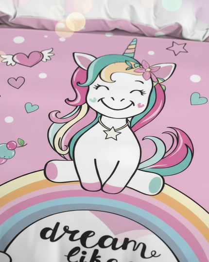 pink dream like unicorn bedding - detail