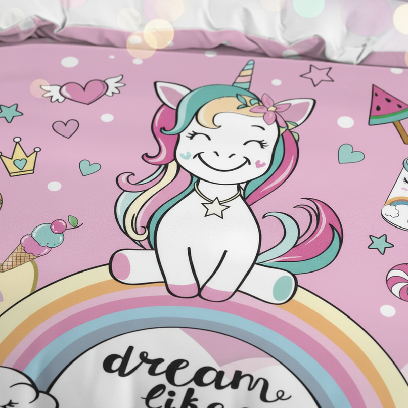 pink dream like unicorn bedding - detail
