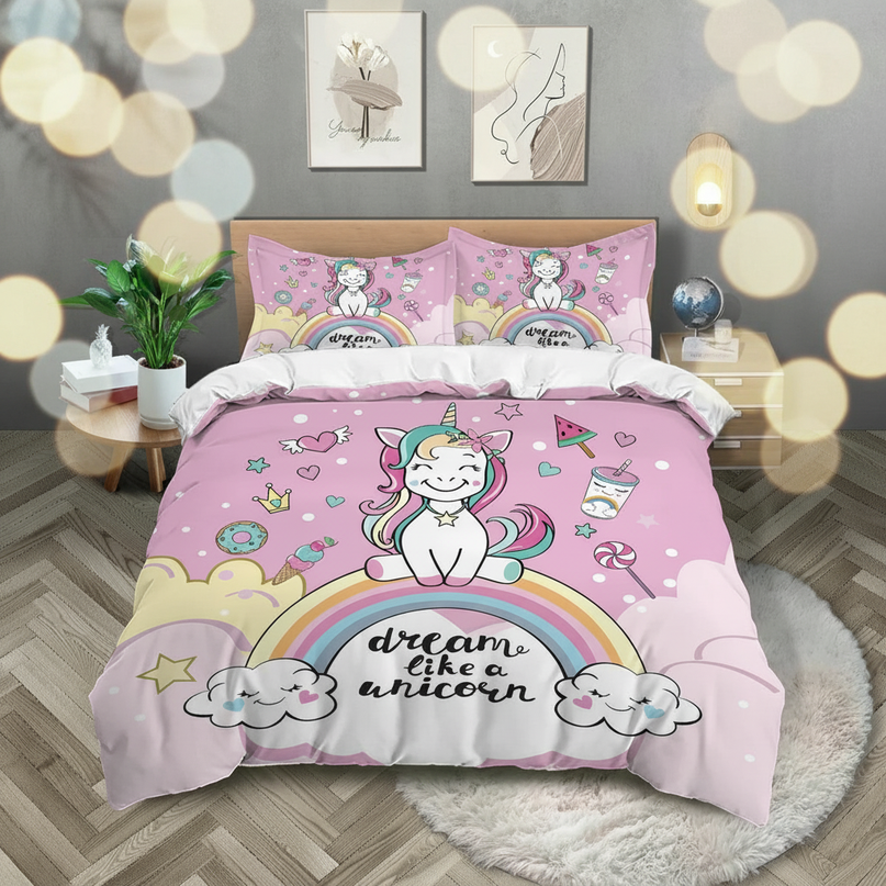 pink dream like unicorn bedding - lifestyle