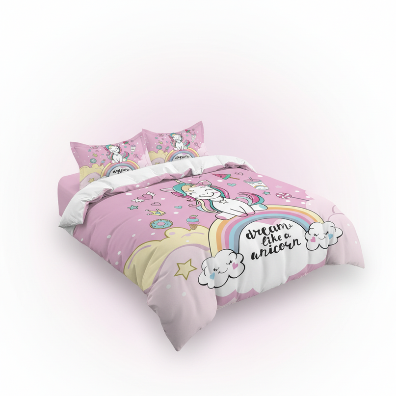pink dream like unicorn bedding - white-bg