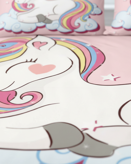 pink dreamy cloud unicorn bedding - detail