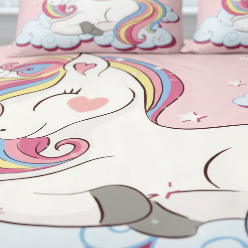 pink dreamy cloud unicorn bedding - detail