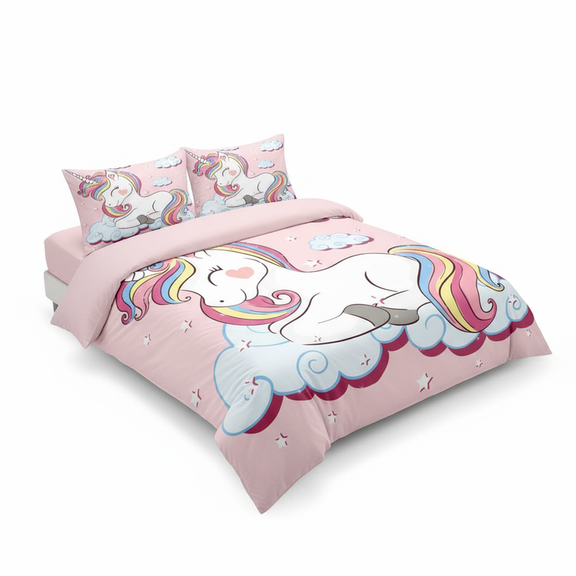 pink dreamy cloud unicorn bedding - white-bg