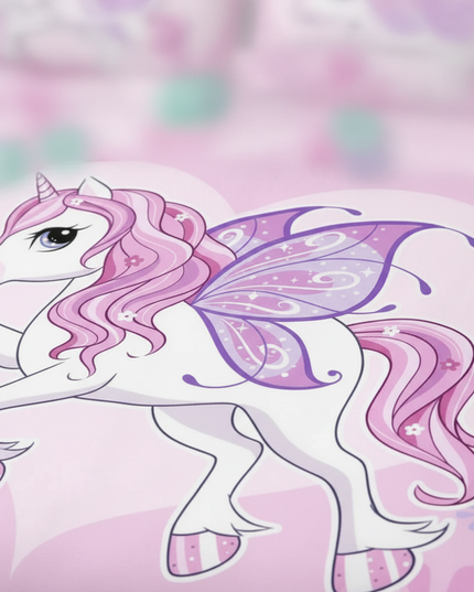 pink fairy unicorn bedding - detail