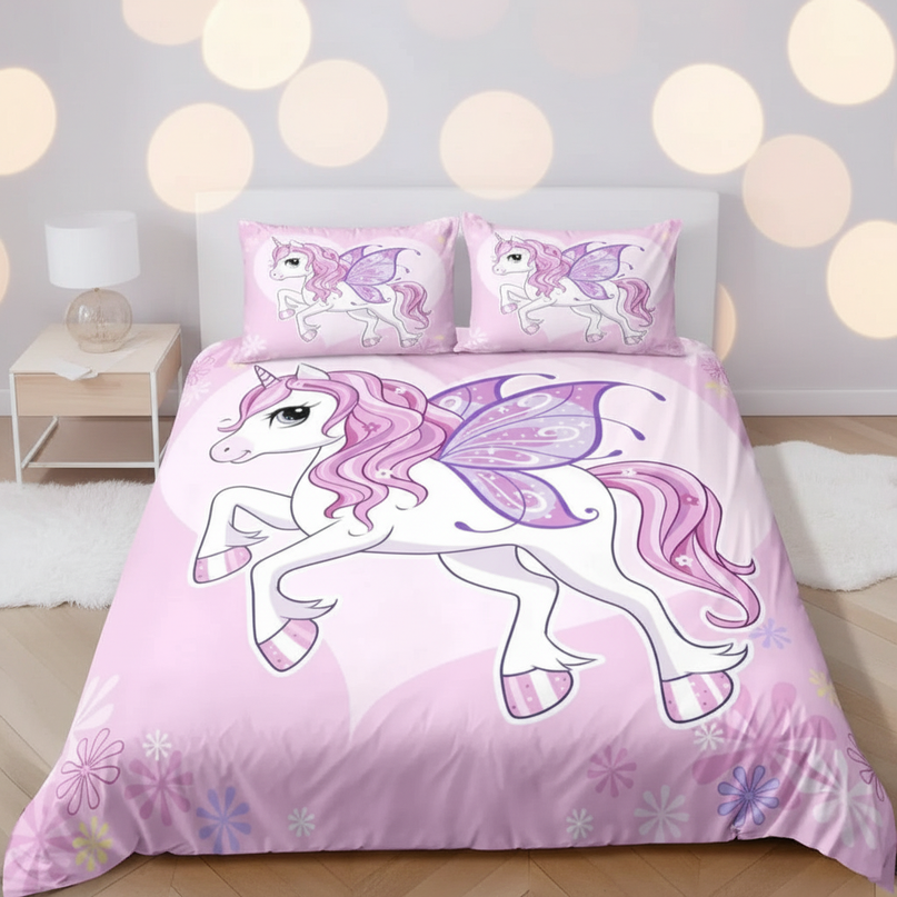 pink fairy unicorn bedding - lifestyle