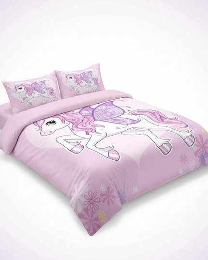 pink fairy unicorn bedding - white-bg