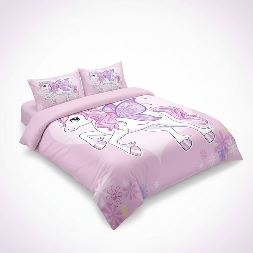pink fairy unicorn bedding - white-bg