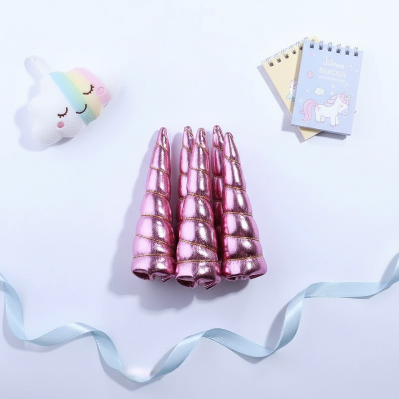 pink felt unicorn horn pack - flat-lay