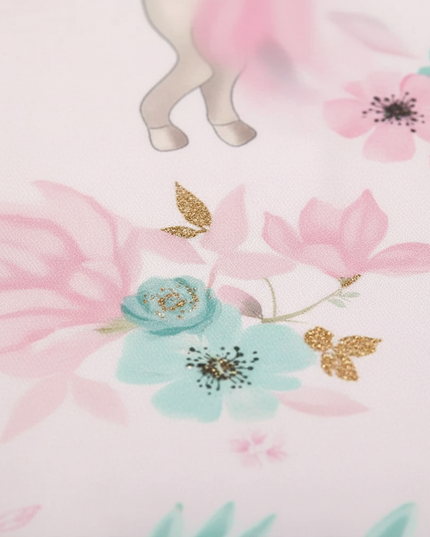 pink floral moon pegasus unicorn bedding - detail