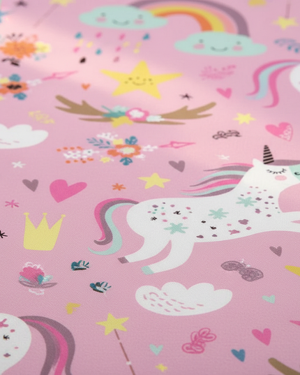 pink garden allover unicorn bedding - detail