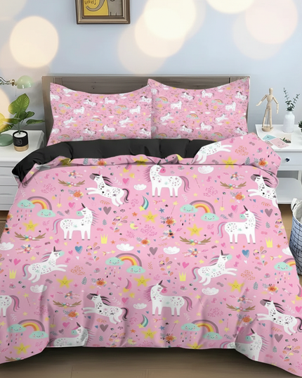 pink garden allover unicorn bedding - lifestyle