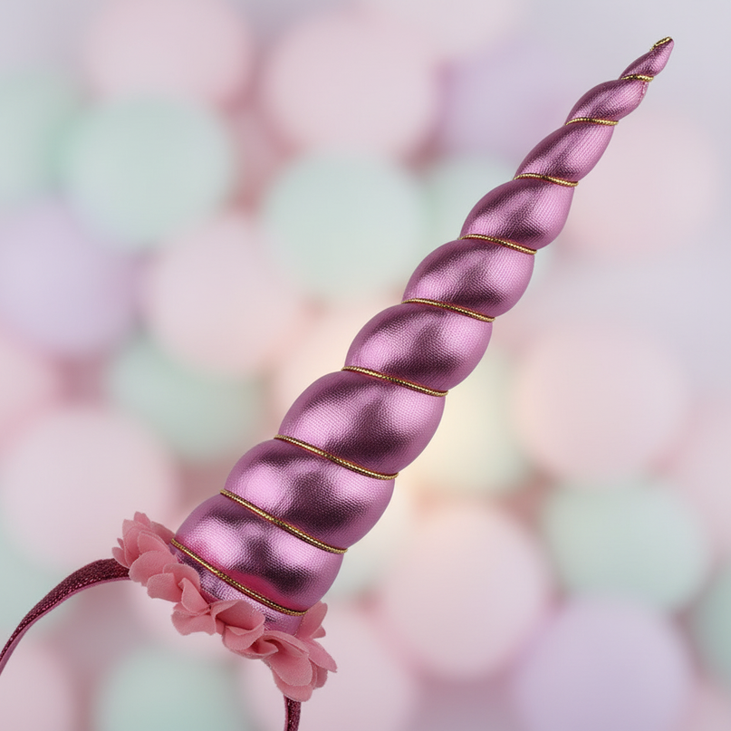 pink glitter unicorn horn headband - detail