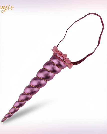 pink glitter unicorn horn headband - white-bg