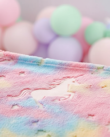 pink glow unicorn blanket - detail