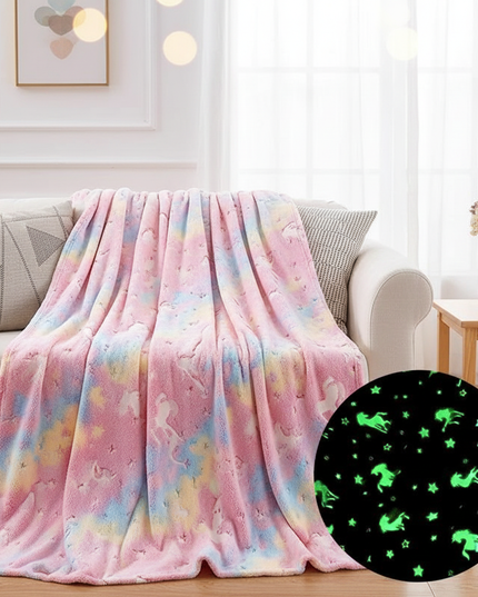 pink glow unicorn blanket - lifestyle
