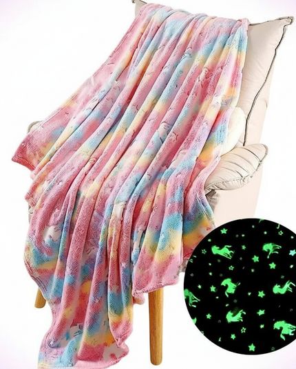 pink glow unicorn blanket - white-bg