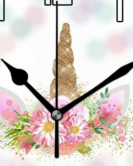 pink gold unicorn wall clock - detail