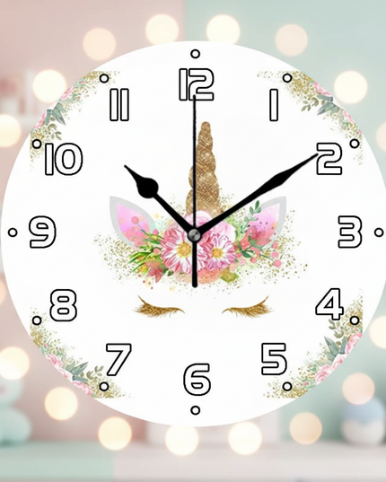 pink gold unicorn wall clock - lifestyle