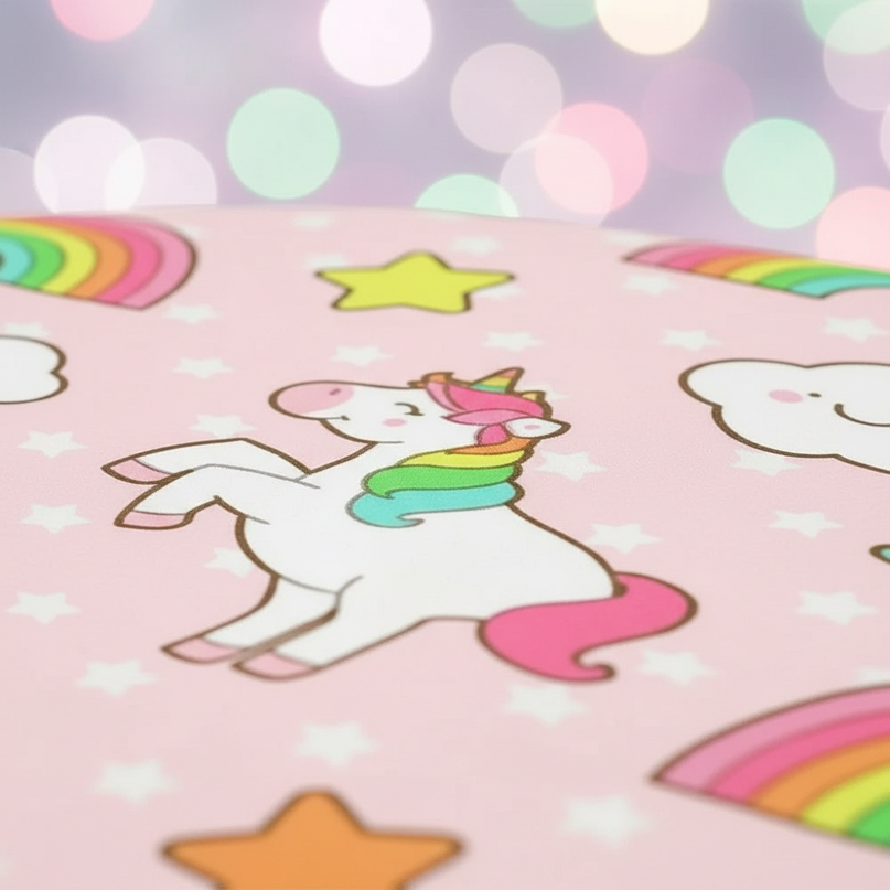 pink happy cloud unicorn bedding - detail