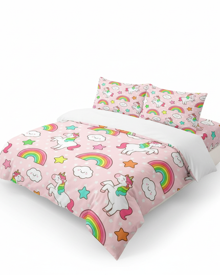 pink happy cloud unicorn bedding - white-bg