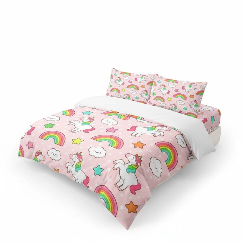 pink happy cloud unicorn bedding - white-bg