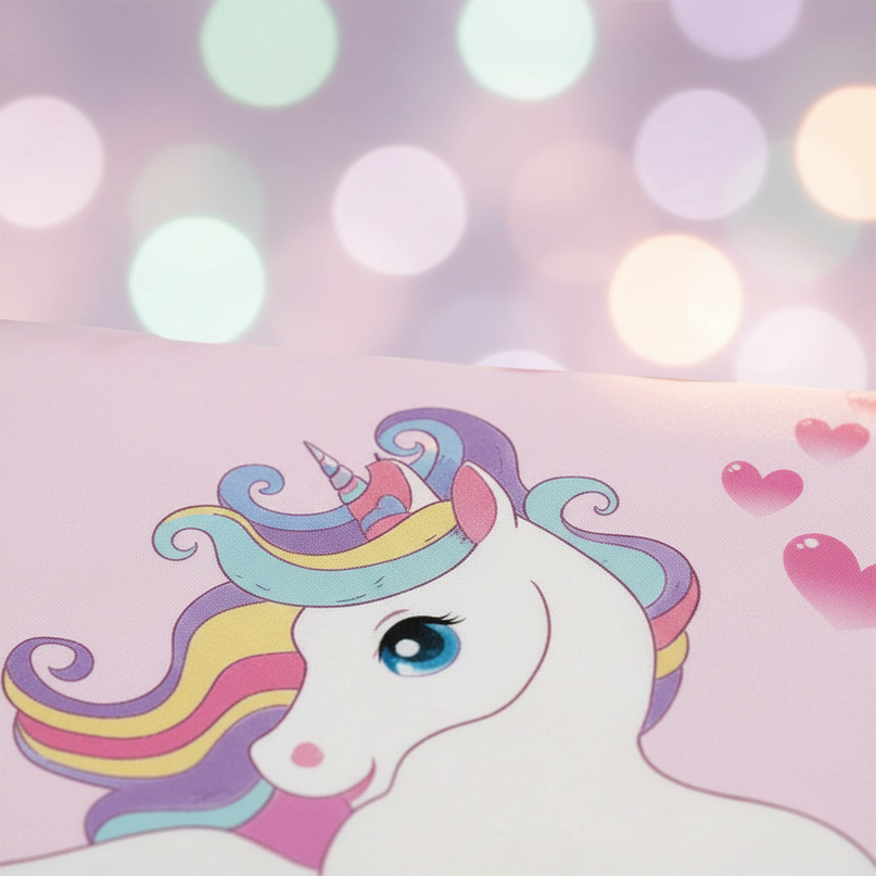 pink heart cloud unicorn bedding - detail