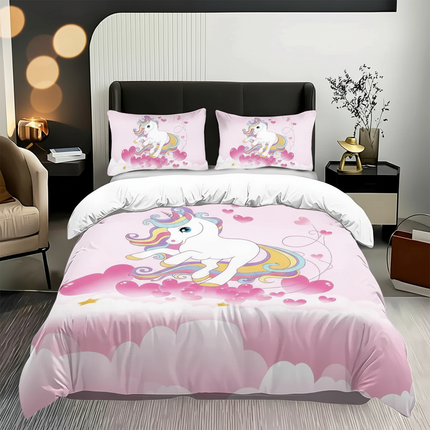 pink heart cloud unicorn bedding - lifestyle