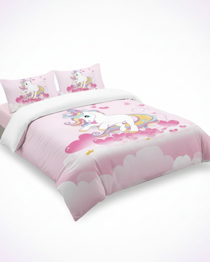 pink heart cloud unicorn bedding - white-bg