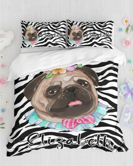 pink heart wings stripe unicorn bedding - flat-lay