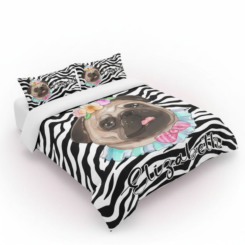 pink heart wings stripe unicorn bedding - white-bg